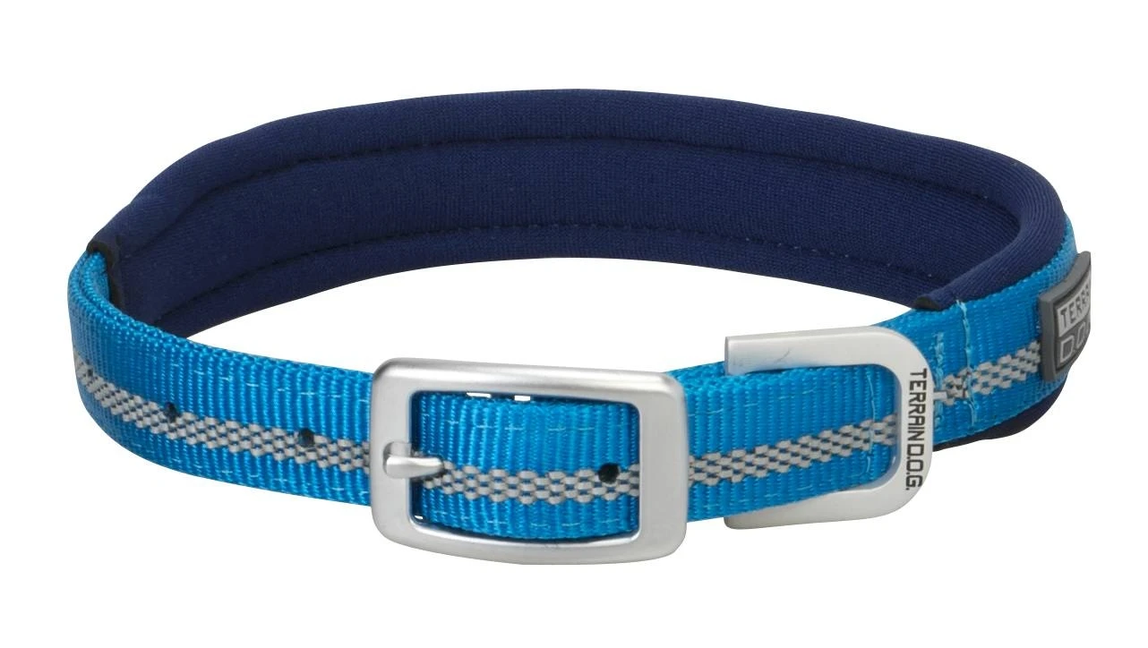 Terrain Reflective Neoprene Lined Dog Collar, Blue, 3/4" X 13"