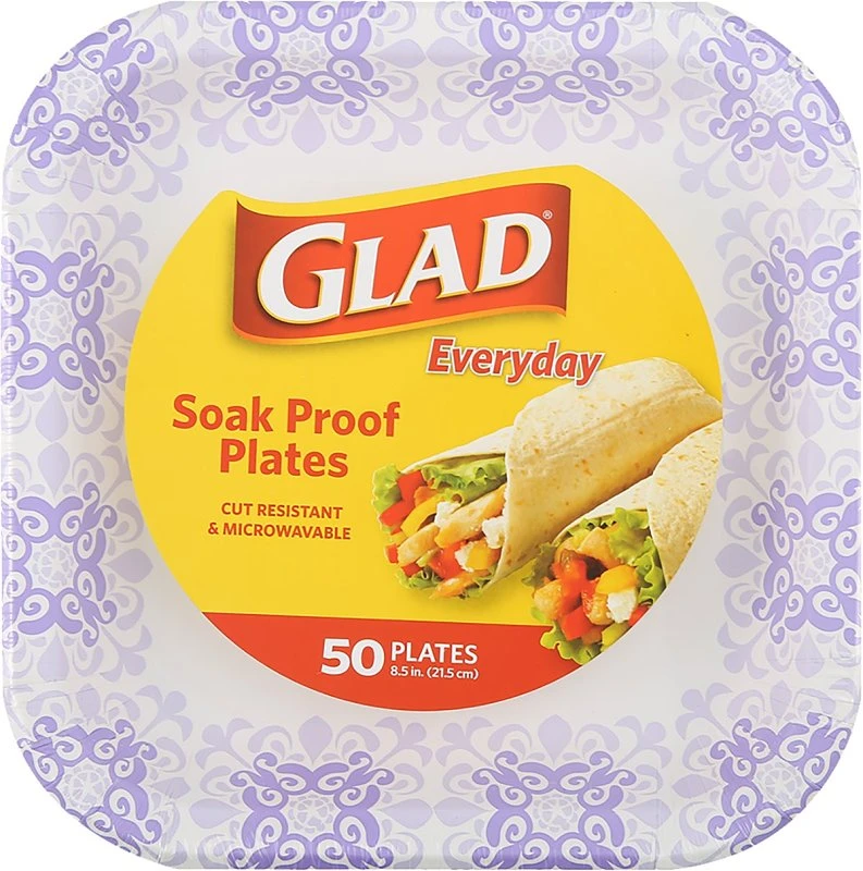 8.5 In. Purple Victorian Square Paper Plates - 50 Count