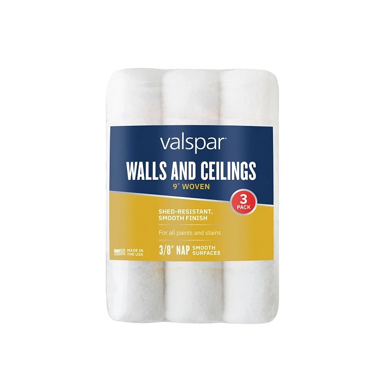 3-pack 9 In Polyester Paint Roller Cover, 3/8 In Nap, Shedless, Model 888553900
