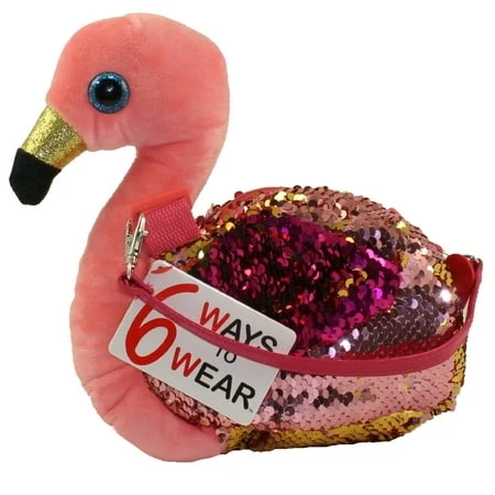 Fashion Flippy Sequin Handbag Purse - Gilda The Flamingo, 8 Inch