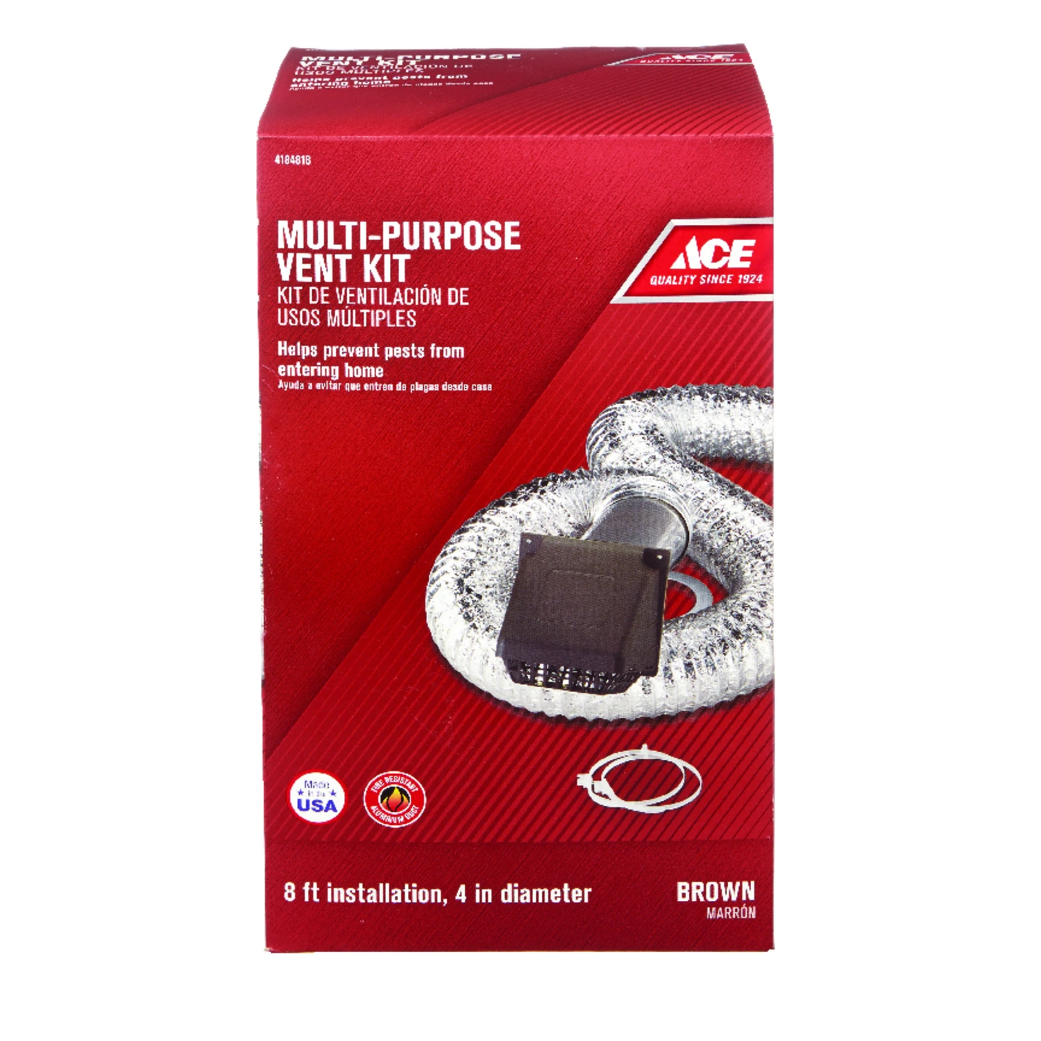 96 In. L X 4 In. D Brown Aluminum Dryer Vent Kit With Bird Guard