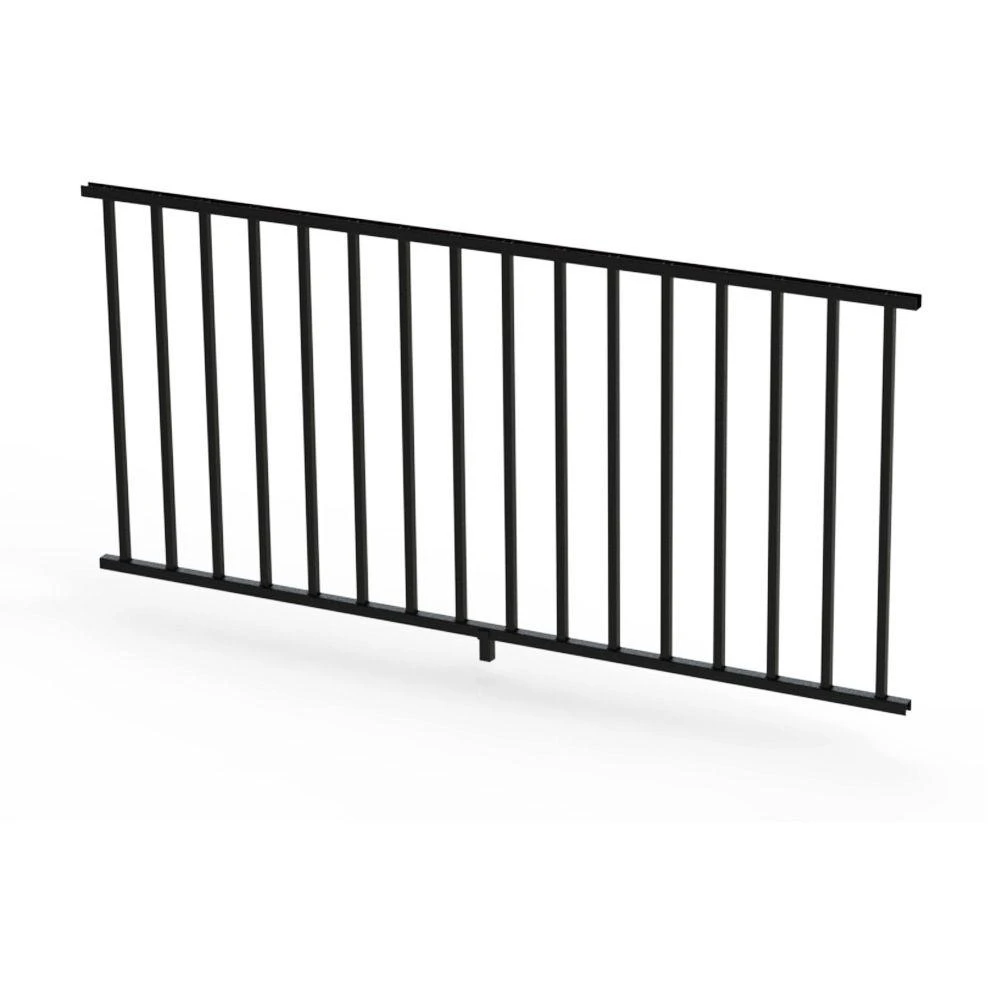 Satin Black 36 In. Aluminum Panel Rail Kit With Square Balusters And Brackets