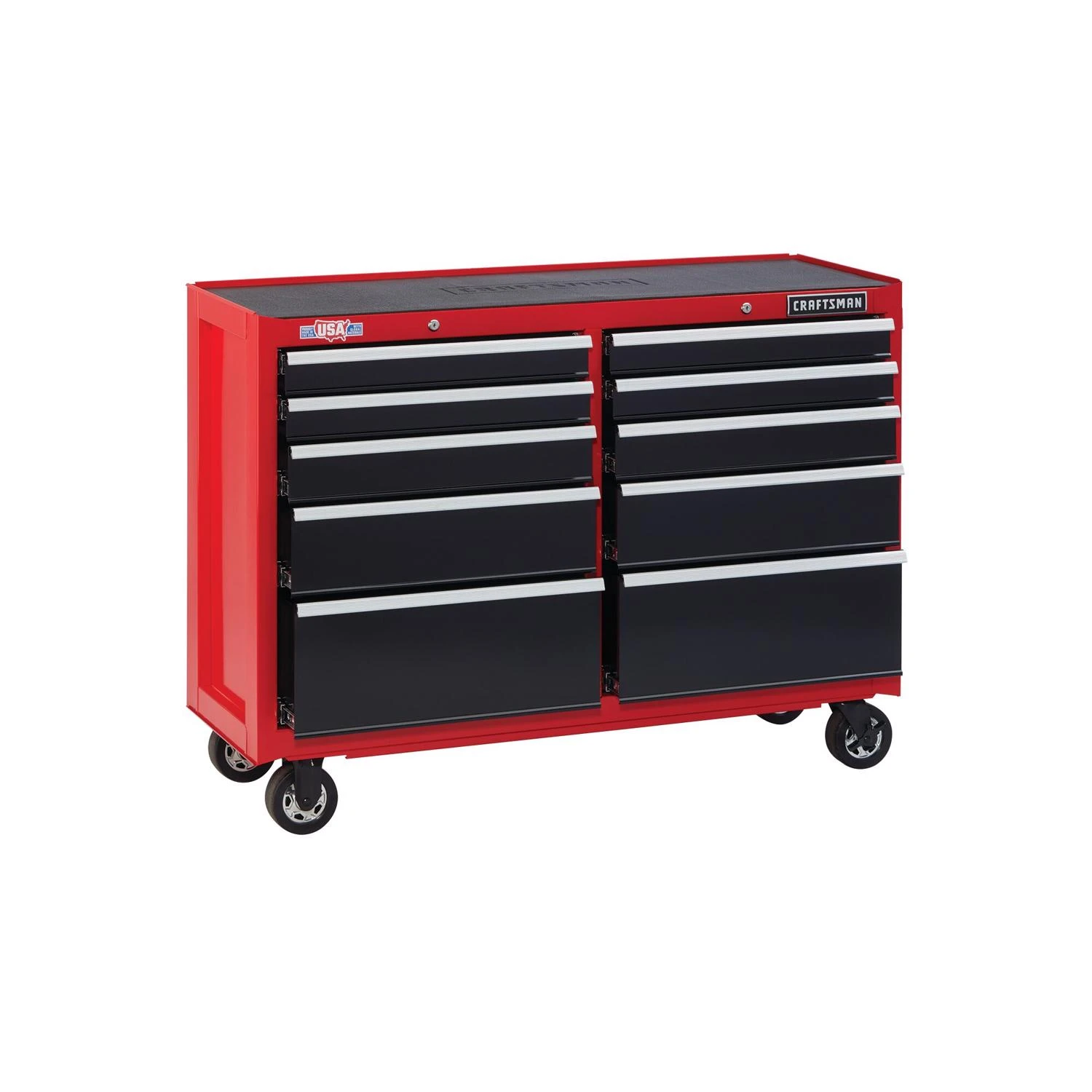52 In. Heavy-duty 10-drawer Steel Rolling Tool Cart With Soft Close Drawers
