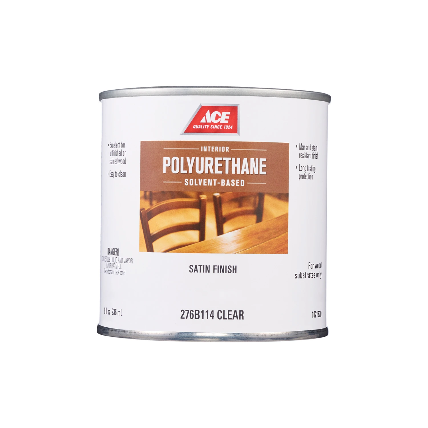 Satin Clear Solvent-based Polyurethane Wood Finish 0.5 Pint For Interior Use