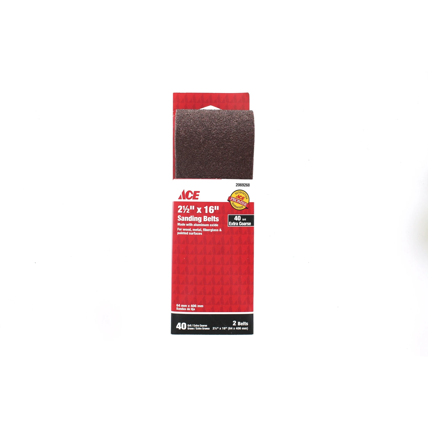 16 In. L X 2-1/2 In. W Aluminum Oxide Sanding Belt 40 Grit Extra Coarse 2 Pc