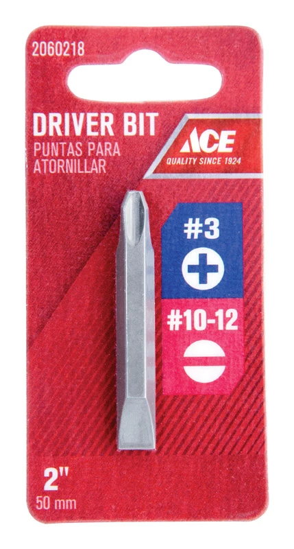 Double-ended Screwdriver Bit S2 Tool Steel Phillips #3 & Slotted #10-12 2 In.