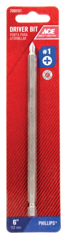 Phillips 1 X 6 Inch Screwdriver Bit S2 Tool Steel With 1/4 Inch Quick-change Hex Shank