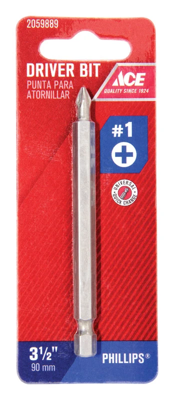 Phillips 1 X 3-1/2 In. Screwdriver Bit S2 Tool Steel With Quick-change Hex Shank