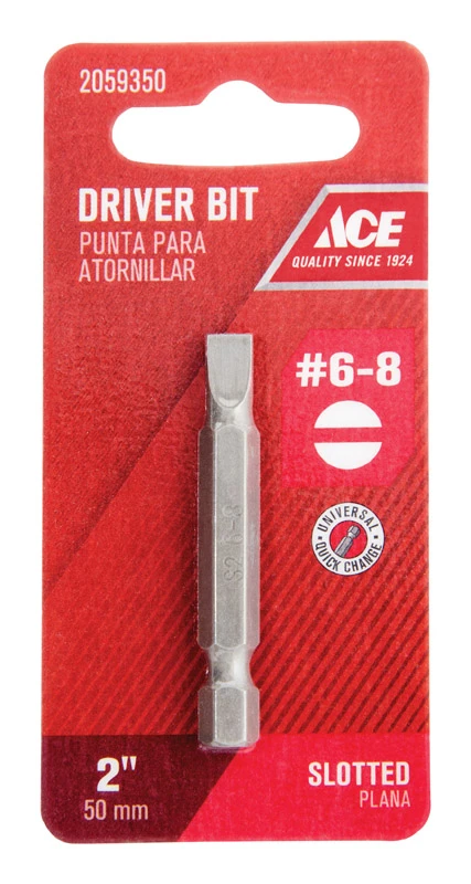 Slotted #6-8 X 2 In. Screwdriver Bit S2 Tool Steel Quick-change Hex Shank