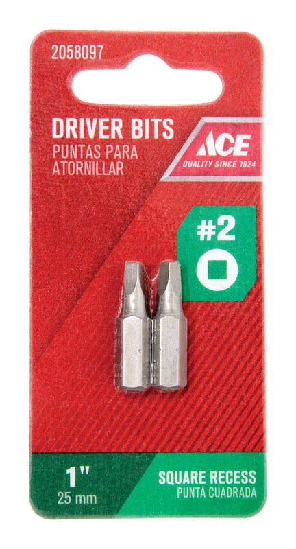 Square Recess #2 X 1 In. L Insert Bit S2 Tool Steel 2 Piece Set