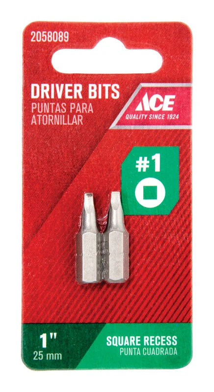 Square Recess #1 X 1 In. L Insert Bit S2 Tool Steel 2 Piece Set