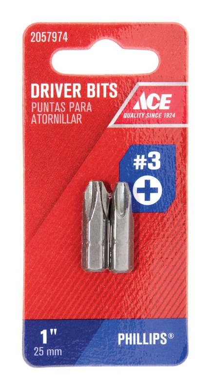 Phillips 3 X 1 In. L Insert Bit S2 Tool Steel 2 Piece Set