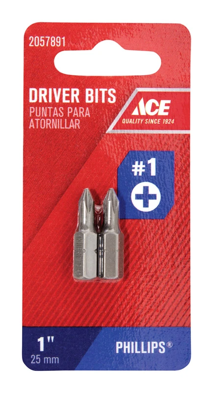 Phillips 1 X 1 In. L Insert Bit S2 Tool Steel 2 Piece Set With 1/4 In. Hex Shank