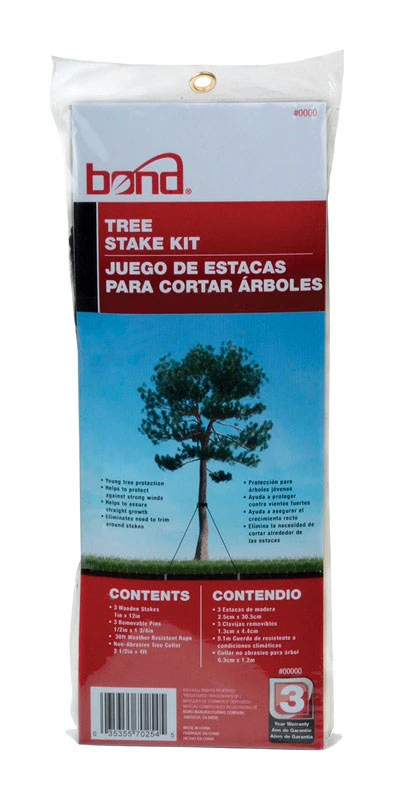 15 Inch Heavy Duty Black Plastic Tree Stake Kit With Anchors And Rope