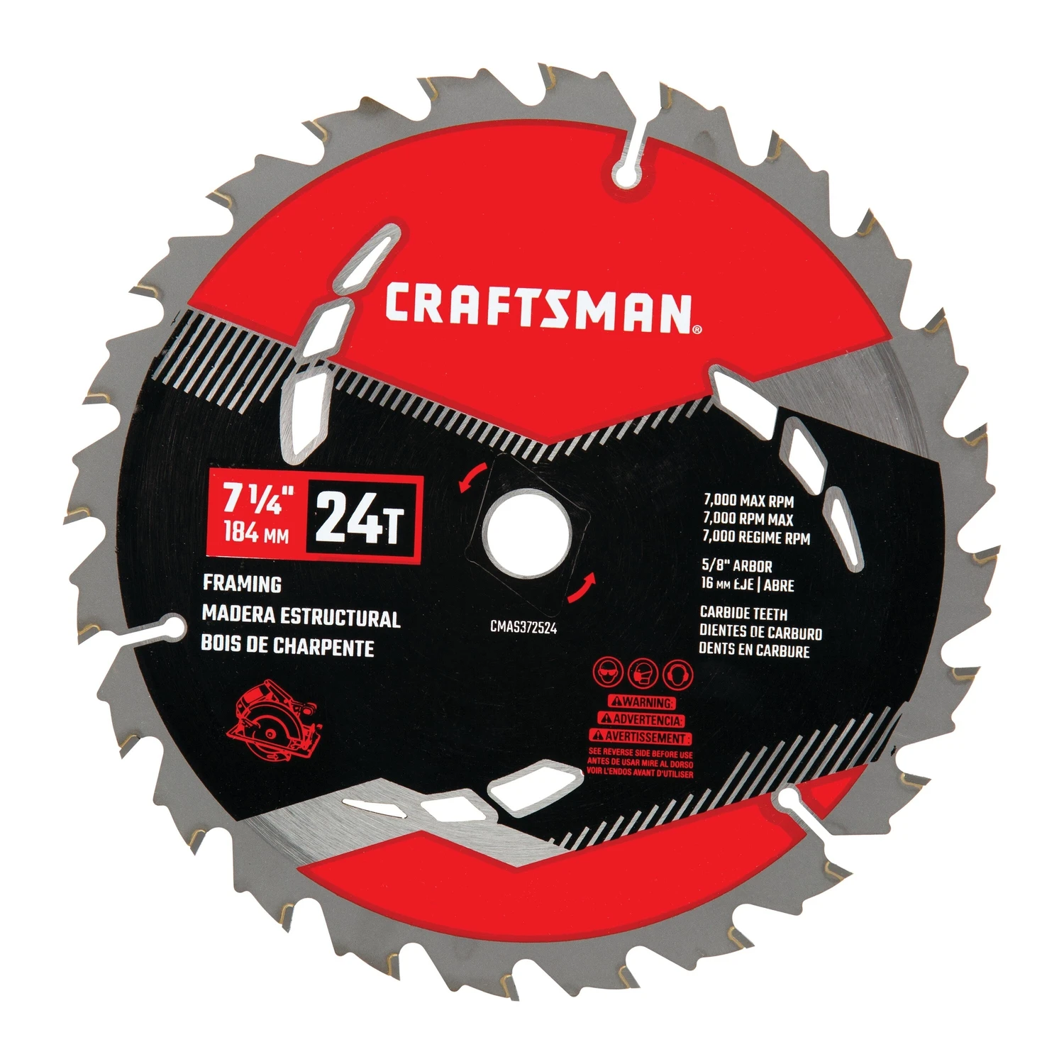 7-1/4 In. 24t High Performance Carbide Circular Saw Blade 3 Pk