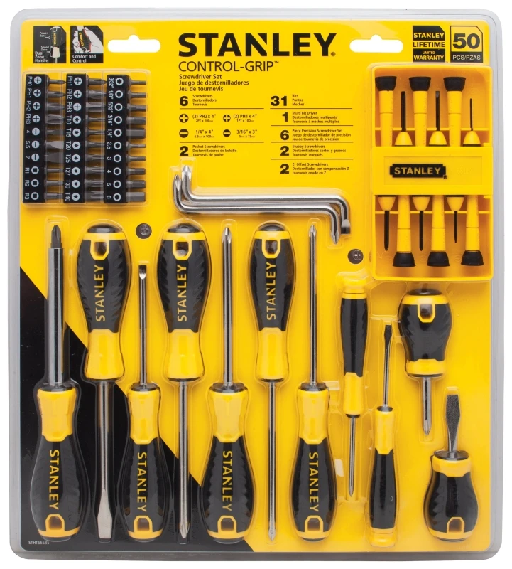 Control Grip Screwdriver Set, 50 Pieces With Multi Bit Driver And Precision Tools