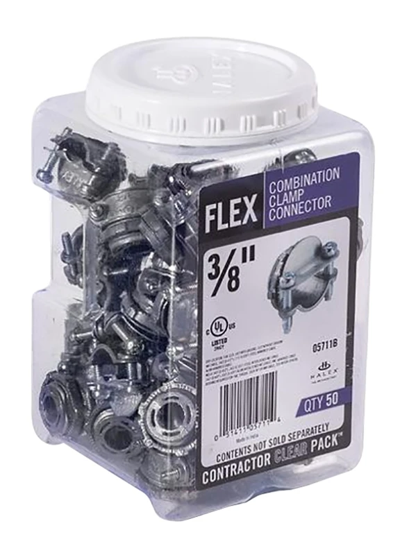3/8 In. Flexible Metal Conduit Clamp Combination Connector 50 Pk, Model 05711b