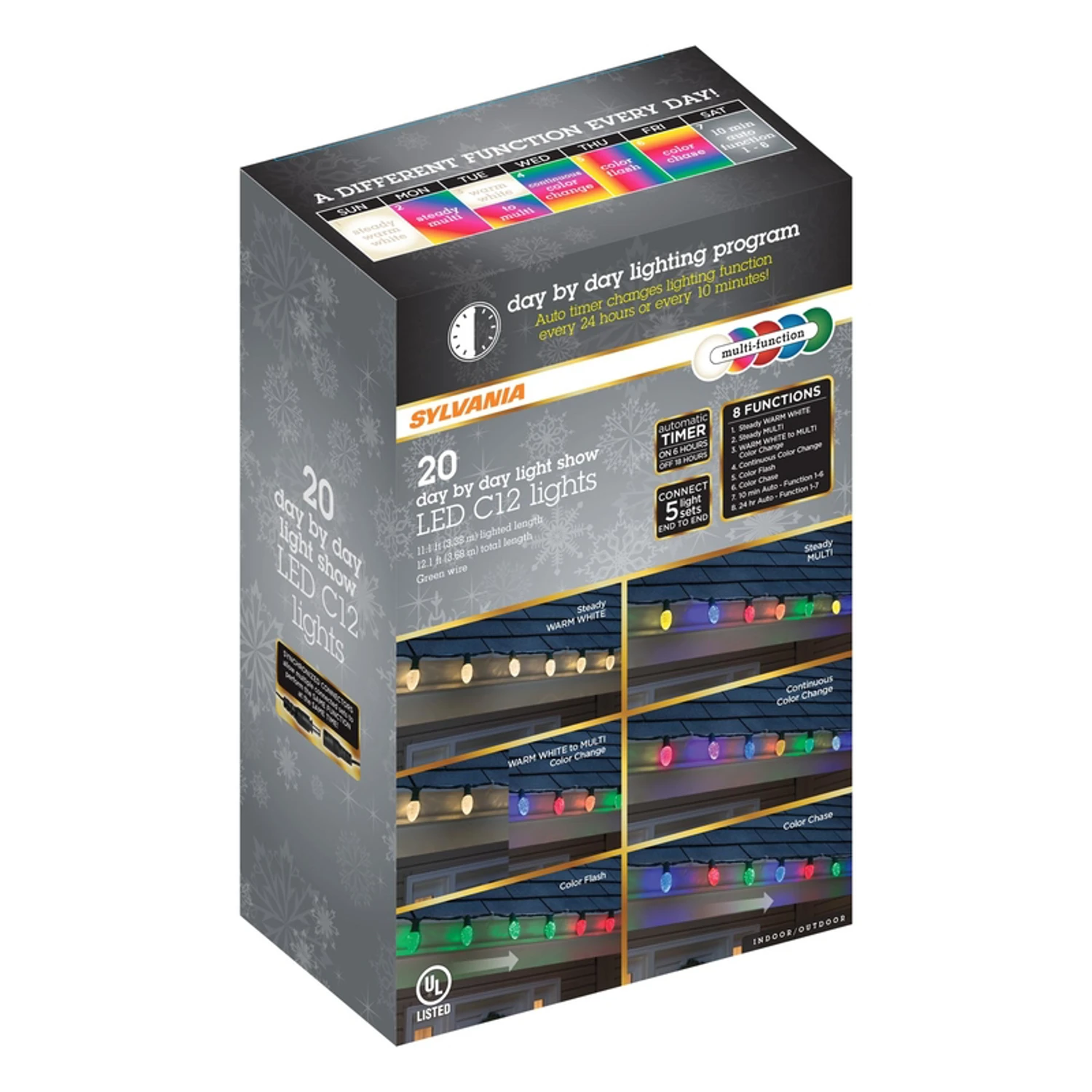 Day By Day Led Multicolored Icicle Christmas Lights 11.1 Ft With 20 Lights