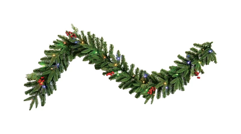 Green Christmas Garland 6 Ft. L Prelit Multi-color Lights
