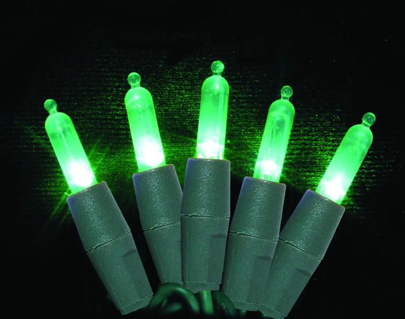 Platinum Led Mini Light Set On A Reel Green 24-1/2 Ft. 50 Lights