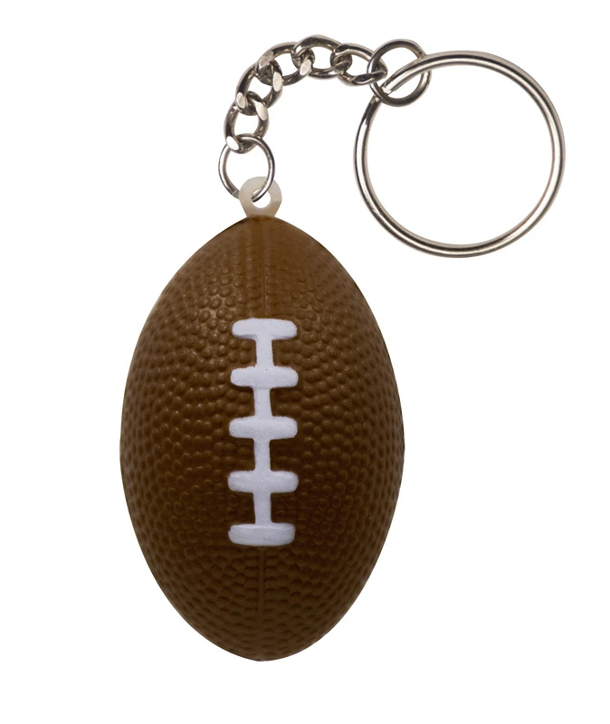Rubber Brown Pigskin Stress Ball Key Chain - 5 In. X 3 In. X 1.45 In.