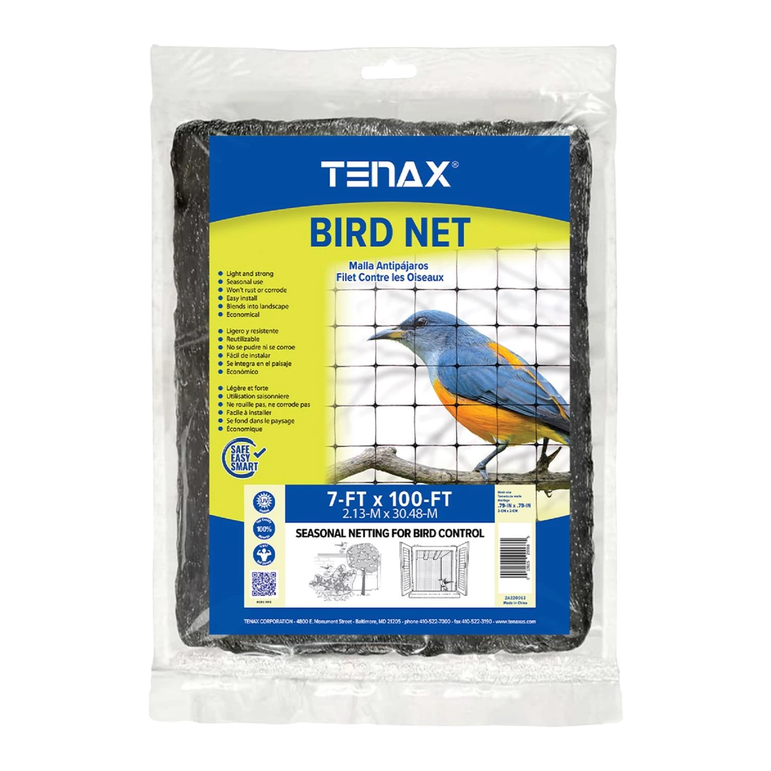 100 Ft. L X 7 Ft. W Bird Netting, Black, Model 2a220063, 1 Pk
