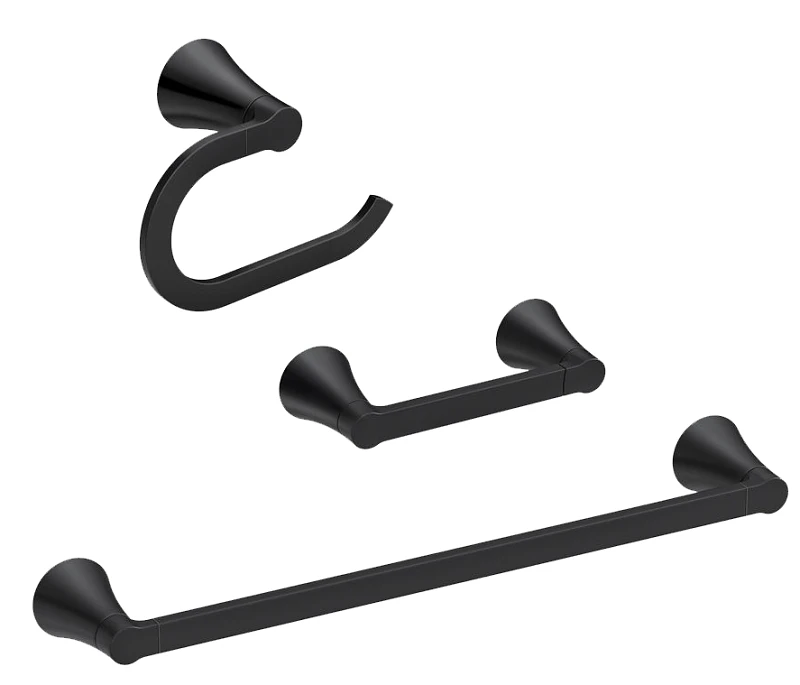 Mikah Matte Black 3-piece Accessory Kit 24 In. L Die Cast Zinc