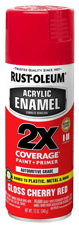 Acrylic Enamel Gloss Cherry Red Paint + Primer, 12 Ounce Spray Can