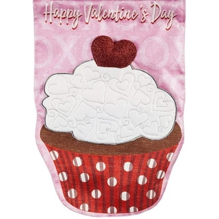 28 In. X 44 In. Valentine's Day Cupcake Linen House Flag