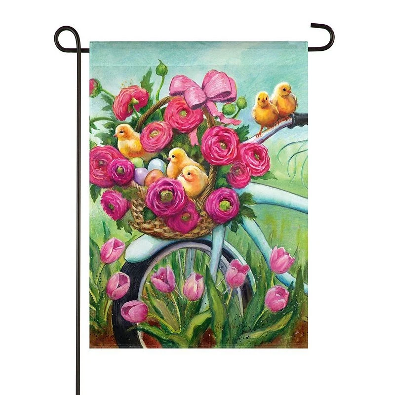 Floral Bicycle Chicks Garden Flag, Multicolor, 18 X 0.04 Inches