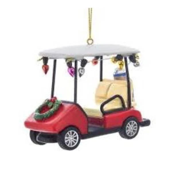 3.5" Resin Golf Cart Ornament With Wreath - Model D3444