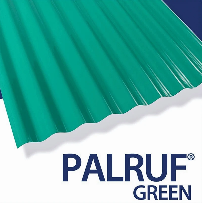 26 Inch X 8 Feet Green Pvc Corrugated Roof Panel For Sheds And Pergolas