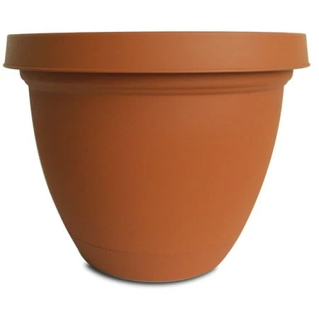 Infinity Planter With Attached Saucer, 16-inch, Clay Finish