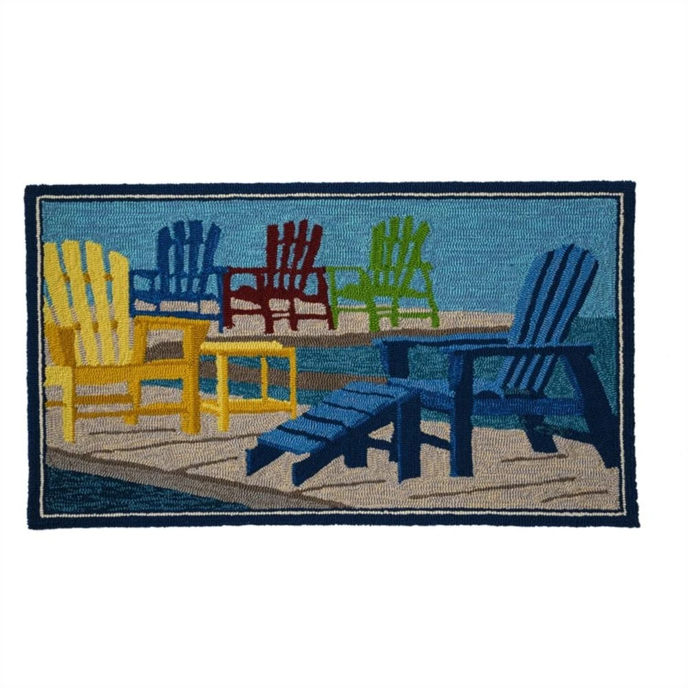 Evergreen Adirondack Chairs 3 Ft. 6 In. X 2 Ft. Multicolor Indoor/outdoor Hooked Rug