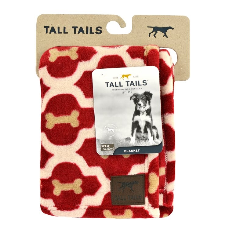Red Bone Fleece Dog Blanket 30" X 40" - Soft Comfort For Pets
