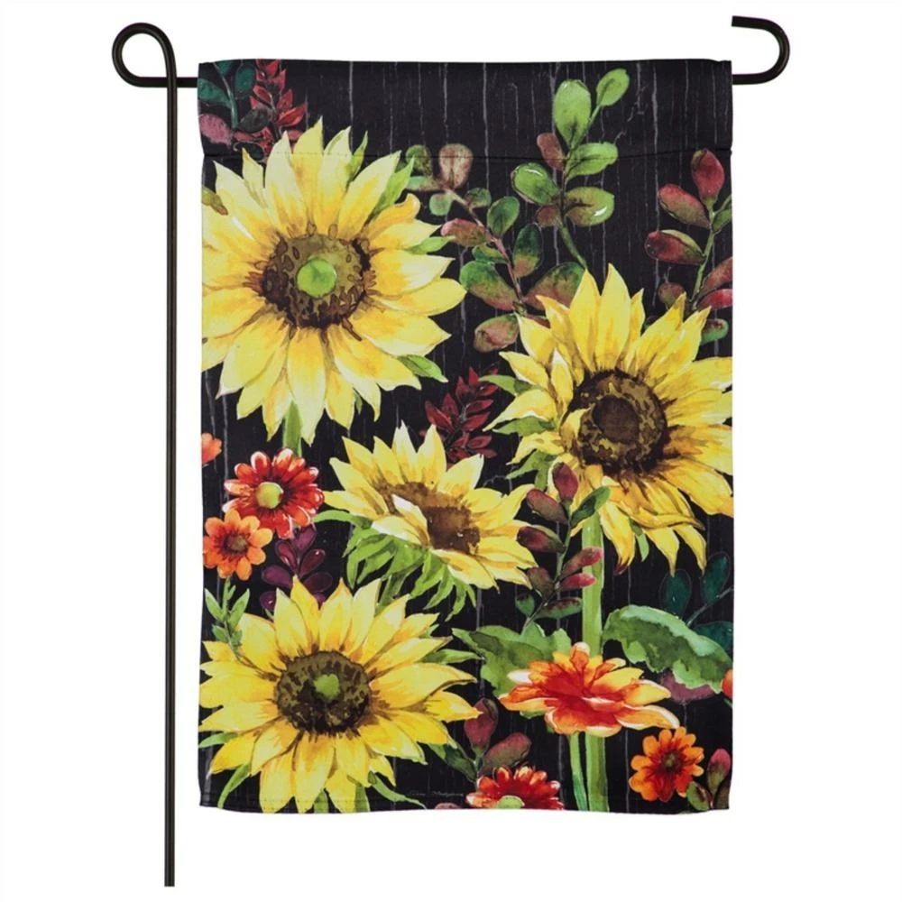 12.5 In. X 18 In. Fall Sunflowers Garden Suede Flag