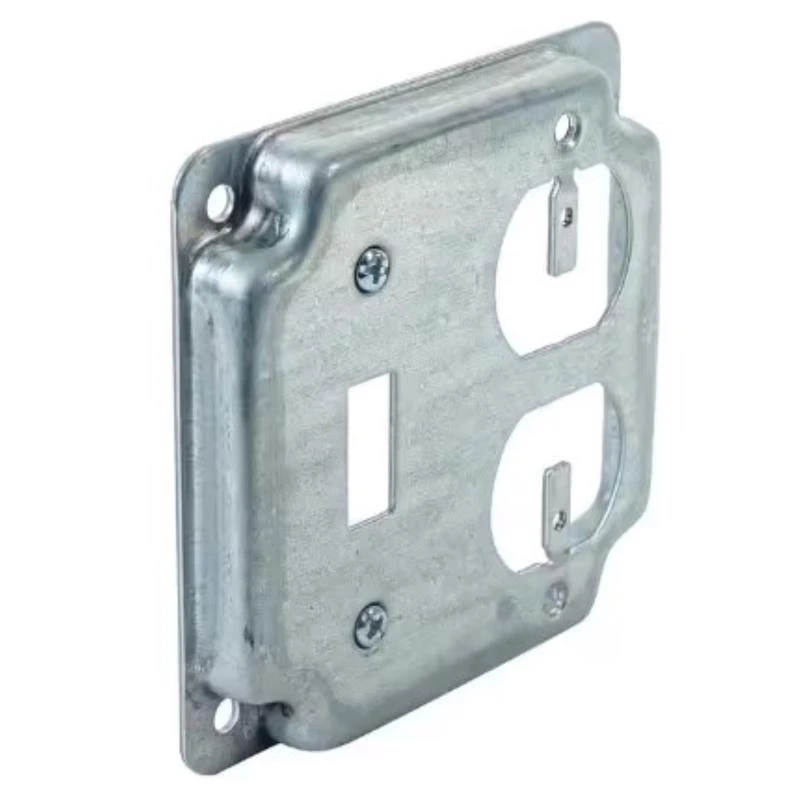 4 In. X 4 In. Square Toggle Switch/duplex Outlet Cover - Steel