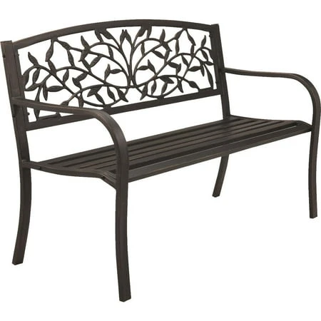 Bronze Steel Vine Park Bench - Elegant Outdoor Seating For Gardens And Patios