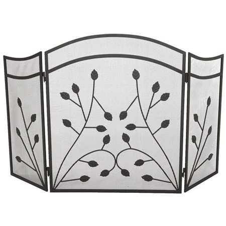 Black Leaf Firescreen Fs-1008 - Elegant Fireplace Protection
