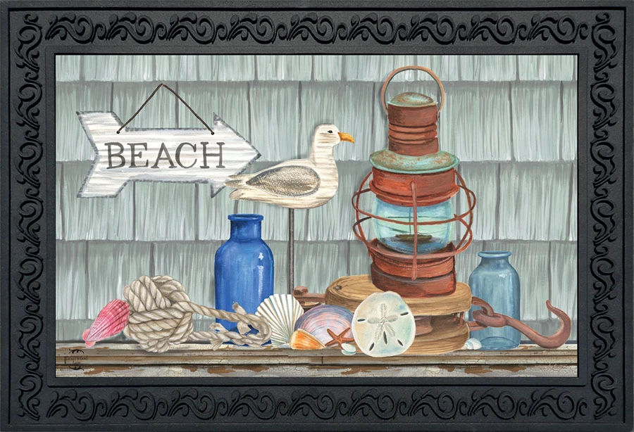 Beachy Vibes Nautical Doormat 18" X 30" For Indoor Outdoor Use