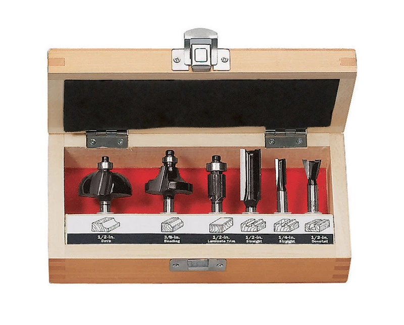 1/4 In. Diameter Carbide Tipped Dovetail And Flush Trim Router Bits Set