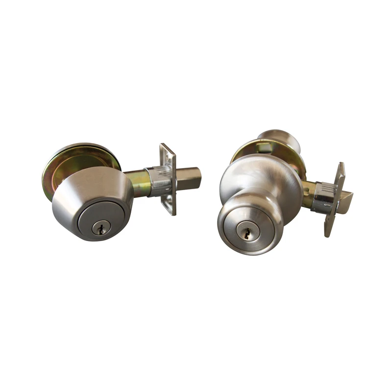 Terrace Satin Nickel Entry Door Knob & Deadbolt With Universal 6-way Latch