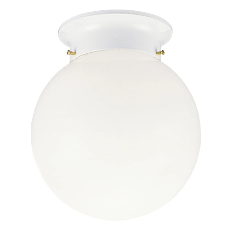 1-light White Ceiling Fixture With Opal Glass - 7 In. H X 6 In. W X 6 In. L