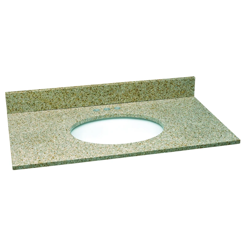 49 In. W Granite Vanity Top In Golden Sand With White Bowl And 4 In. Faucet Spread