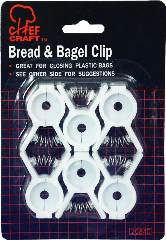 Chef Craft 20840 White Plastic Bread And Bagel Clip Set - 4 Pieces