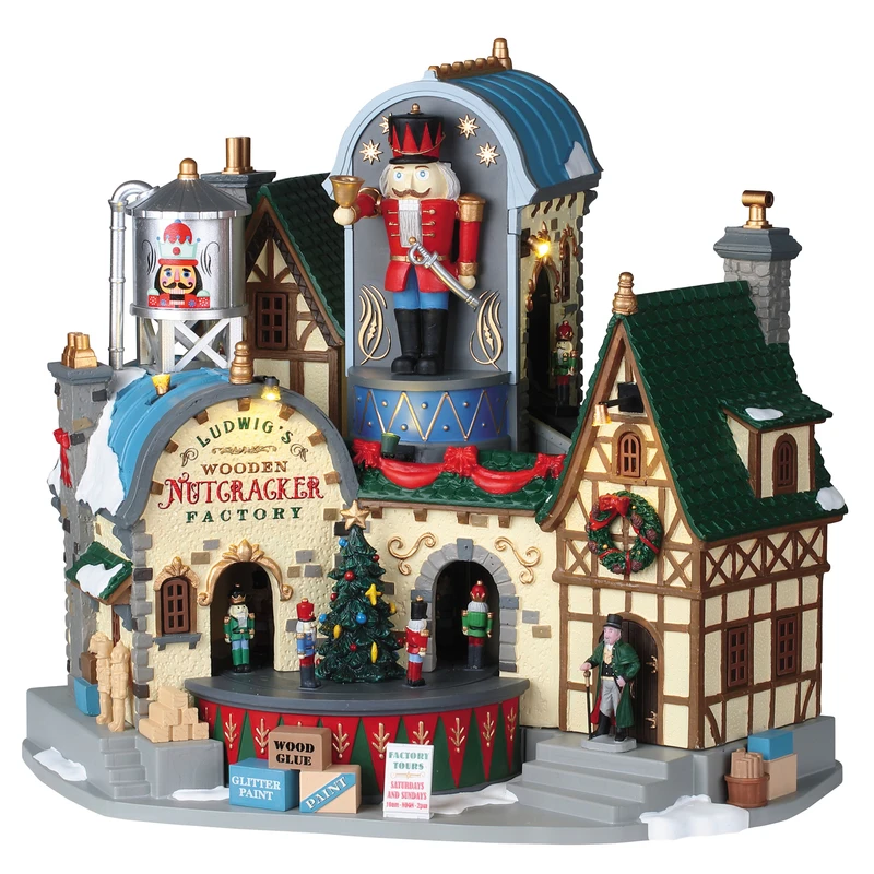 Multicolored Ludwigs Wooden Nutcracker Factory Christmas Village 95463