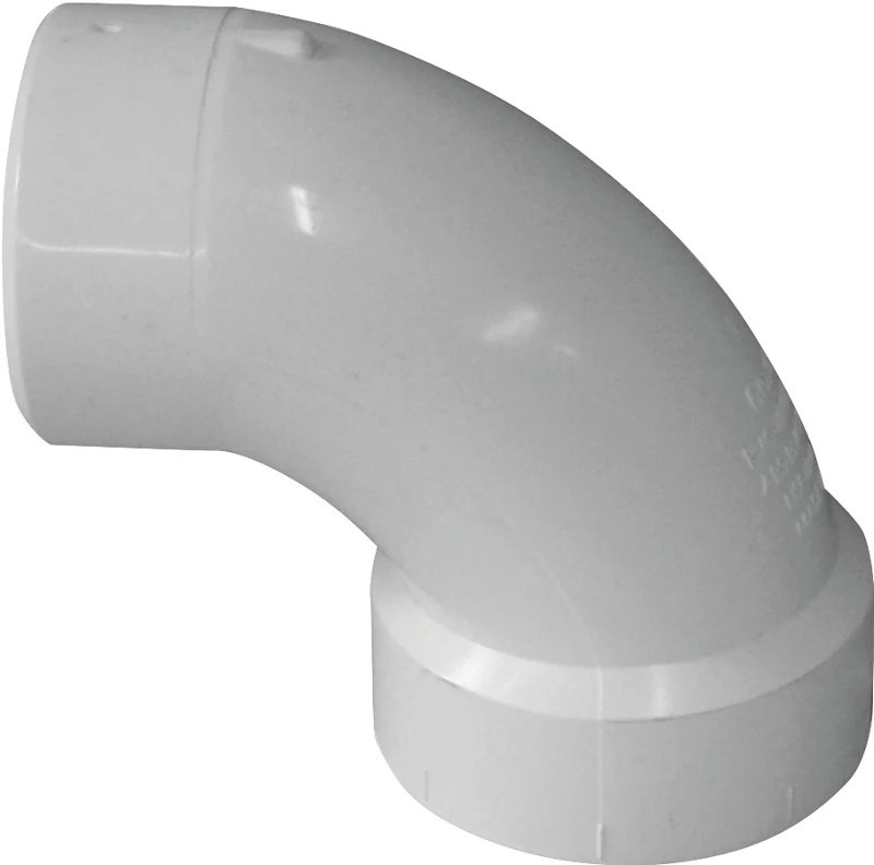 4 Inch Pvc 90 Degree Street Elbow, Spigot X Hub Connection, Model 192454l