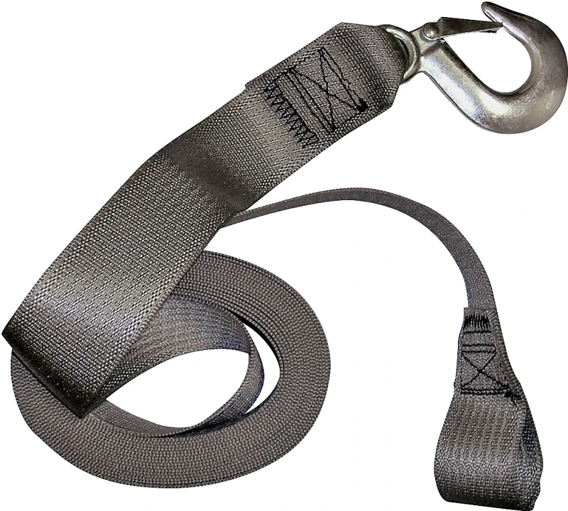 20' Gray Polyester Winch Strap With Bolt And Hook, 1300 Lbs Capacity