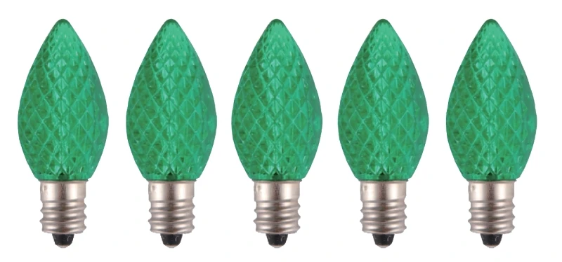 24775 C7 Led Christmas Light Bulb, Candelabra Base, Green