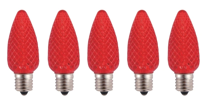 24992 C9 Led Christmas Light Bulb, Intermediate Lamp Base, Crystal Red